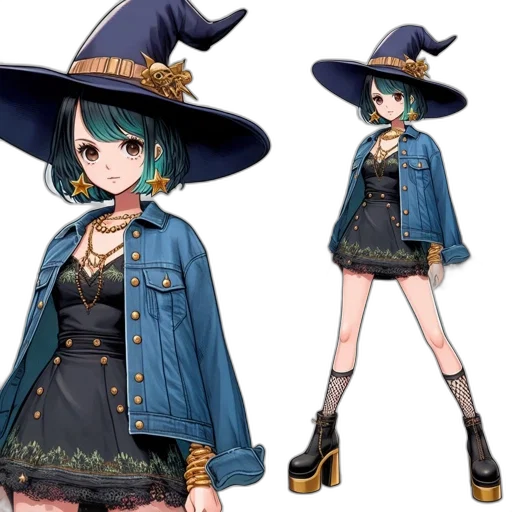 hat, dress, staff, concept art transparent PNG cut-out