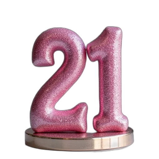 3d render, pink, glitter, number transparent PNG cut-out