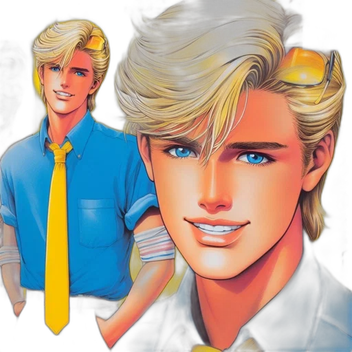 face, cartoon, comic book art, photorealistic transparent PNG cut-out