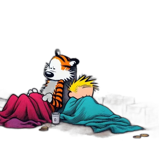 cartoon, snow, two, characters transparent PNG cut-out