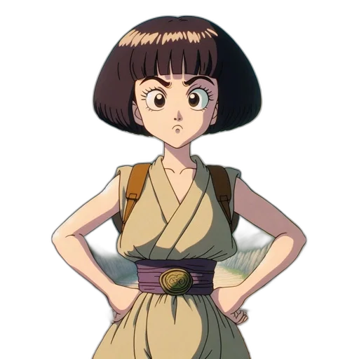 dress, staff, hair, weapon transparent PNG cut-out