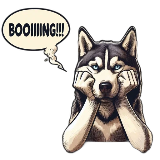 comic book art, cartoon, playful, husky transparent PNG cut-out