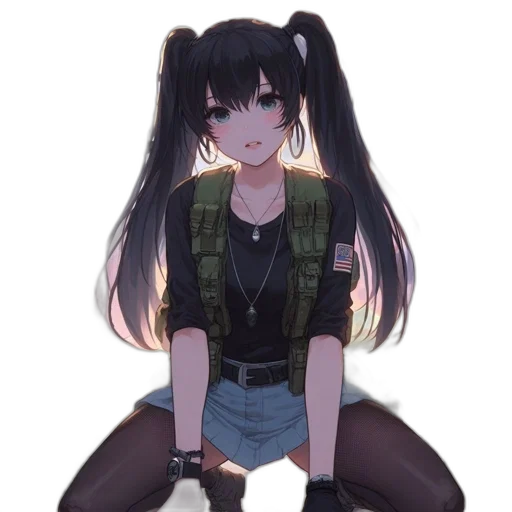 jacket, weapon, hair, dress transparent PNG cut-out