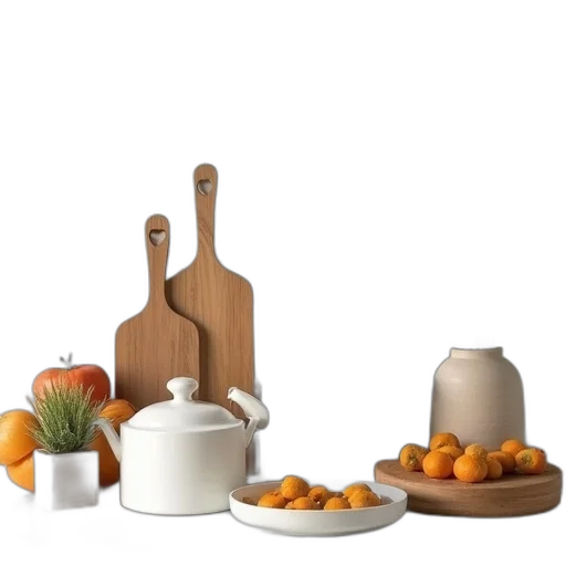 furniture, food, 3d render, photorealistic transparent PNG cut-out