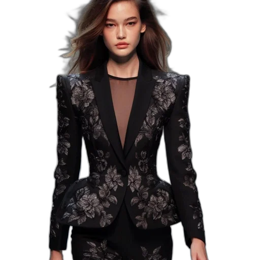 jacket, dress, photorealistic, dark transparent PNG cut-out