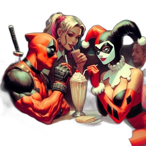 comic book art, concept art, neon lights, deadpool transparent PNG cut-out