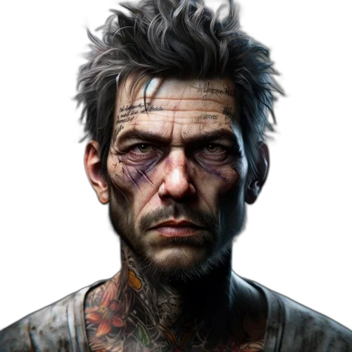 face, concept art, photorealistic, cyberpunk transparent PNG cut-out