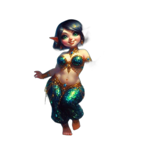 creature, dress, staff, jewelry transparent PNG cut-out