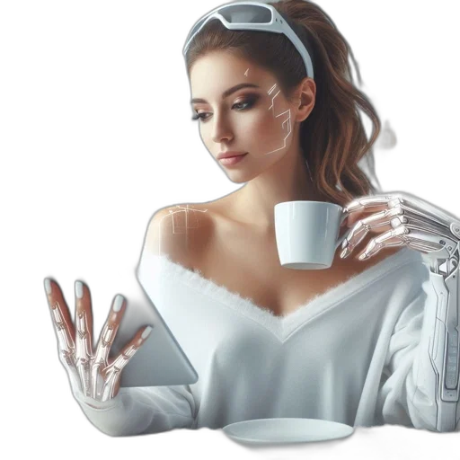 dress, robot, photorealistic, oil painting transparent PNG cut-out