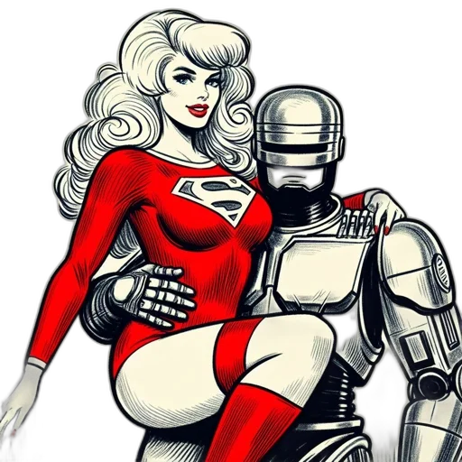 robot, comic book art, concept art, cartoon transparent PNG cut-out