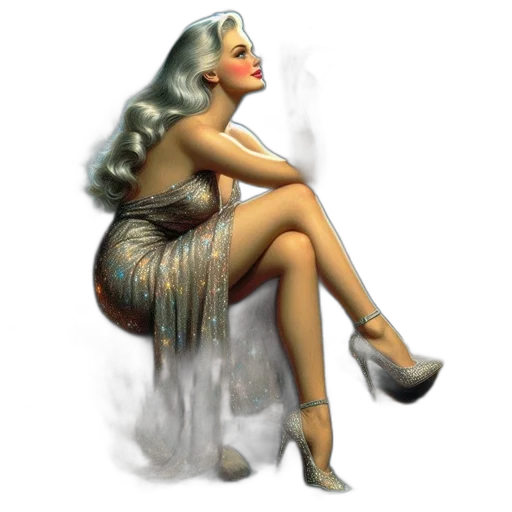 dress, jewelry, shoes, fantasy art transparent PNG cut-out