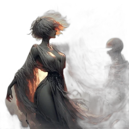 dress, mask, hair, creature transparent PNG cut-out
