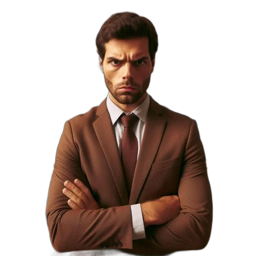 jacket, face, staff, photorealistic transparent PNG cut-out