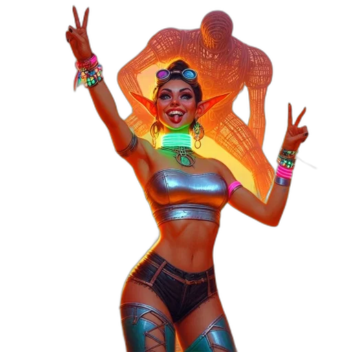 concept art, fantasy art, cyberpunk, 3d render transparent PNG cut-out