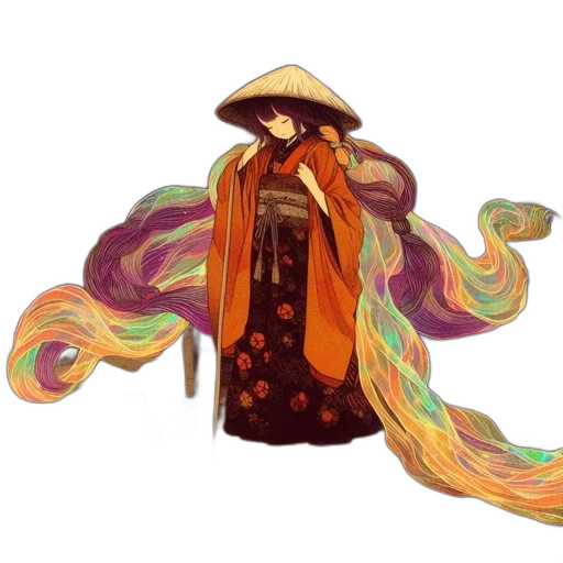 staff, hat, dress, hair transparent PNG cut-out