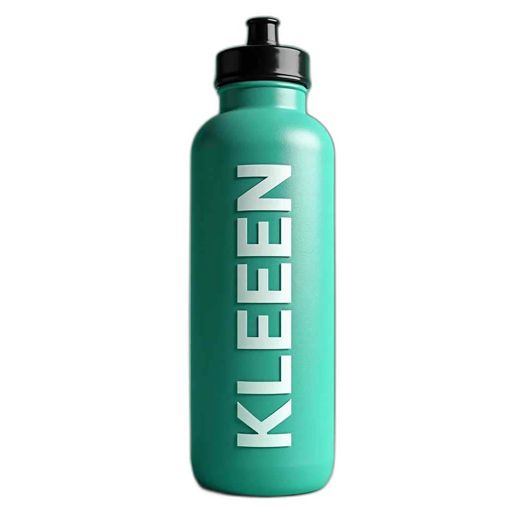 bottle, 3d render, teal-colored, water transparent PNG cut-out