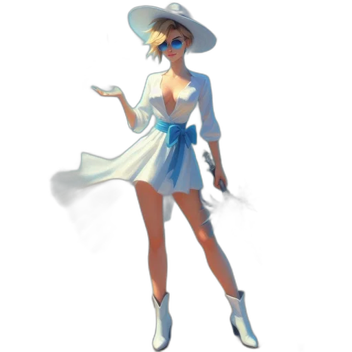 dress, hat, staff, weapon transparent PNG cut-out