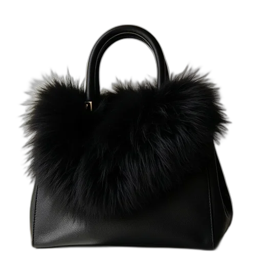 black, leather, handbag, faux transparent PNG cut-out