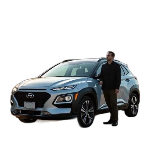 car, man, stands, next transparent PNG cut-out