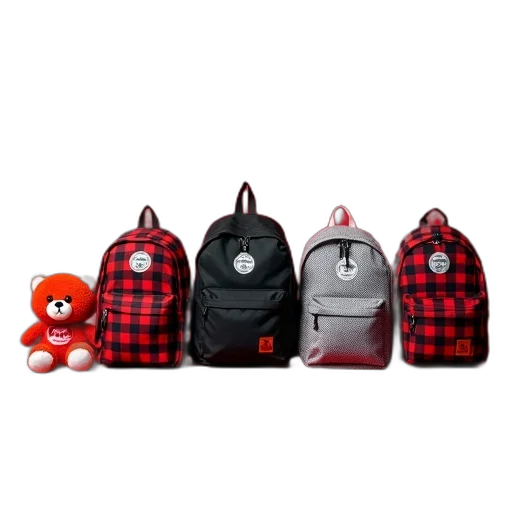 collection, various, backpacks, plush transparent PNG cut-out