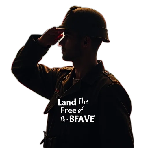 silhouette, soldier, saluting, flag transparent PNG cut-out