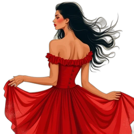 dress, jewelry, hair, photorealistic transparent PNG cut-out