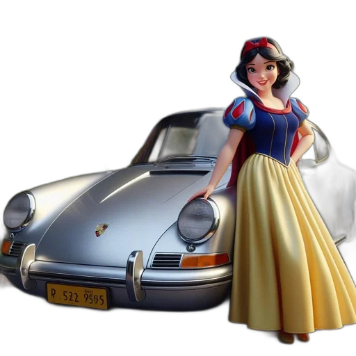 car, dress, crown, 3d render transparent PNG cut-out