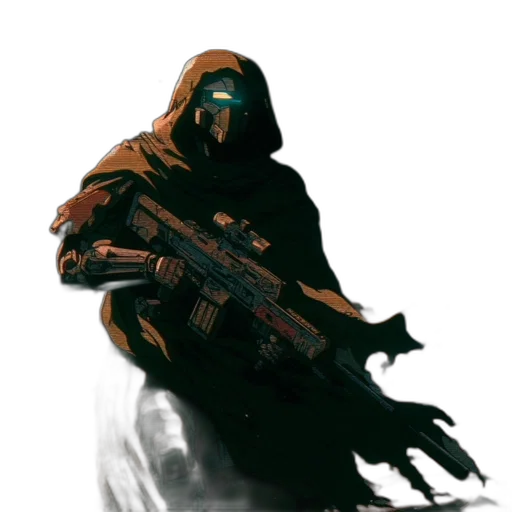 weapon, mask, jacket, staff transparent PNG cut-out