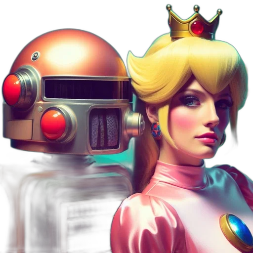 robot, crown, concept art, pixel art transparent PNG cut-out