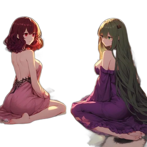 dress, hair, concept art, anime transparent PNG cut-out