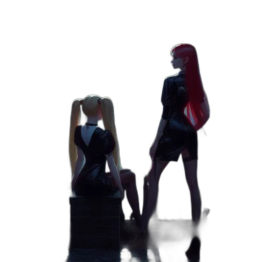 dress, hair, staff, robot transparent PNG cut-out