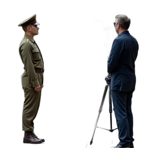 staff, weapon, hat, jacket transparent PNG cut-out