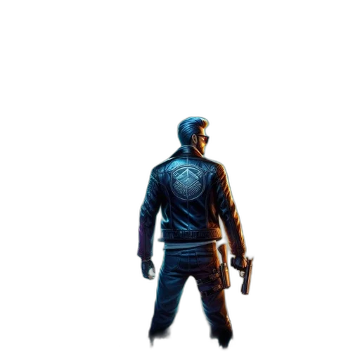 jacket, weapon, robot, staff transparent PNG cut-out