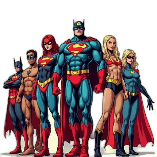 comic book art, concept art, collection, various transparent PNG cut-out