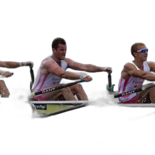 three, rowers, red, white transparent PNG cut-out