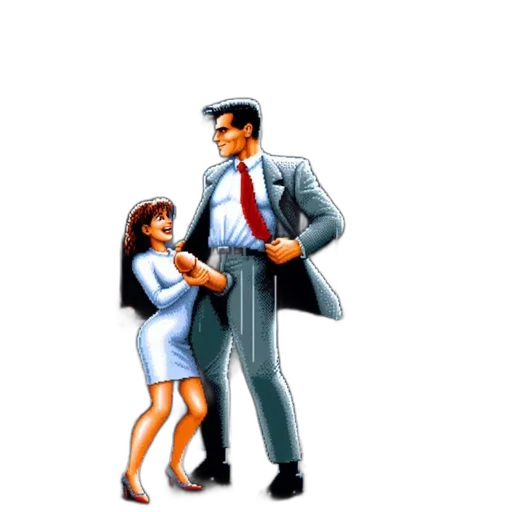 robot, jacket, dress, pixel art transparent PNG cut-out
