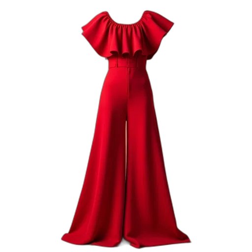 dress, red, flared, jumpsuit transparent PNG cut-out