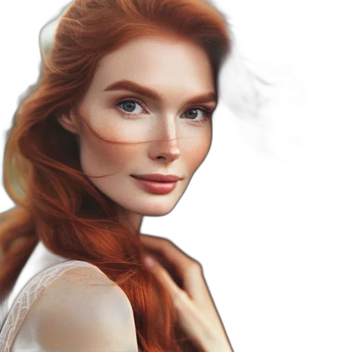 face, hair, jewelry, photorealistic transparent PNG cut-out