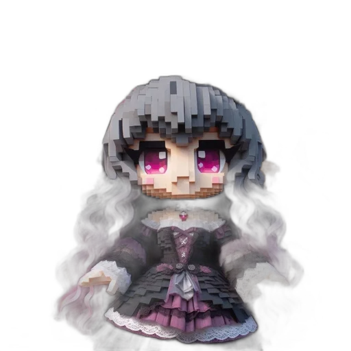 dress, creature, pixel art, 3d render transparent PNG cut-out
