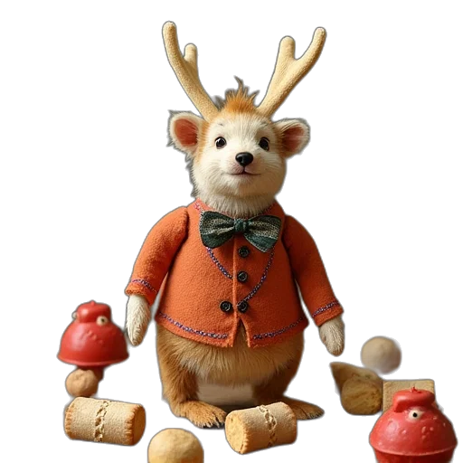 animal, staff, hat, 3d render transparent PNG cut-out