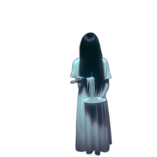 dress, hair, creature, staff transparent PNG cut-out