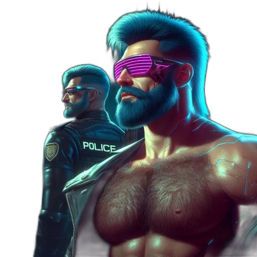face, cyberpunk, concept art, comic book art transparent PNG cut-out