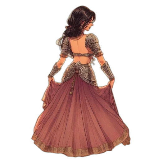 dress, concept art, fantasy art, pencil sketch transparent PNG cut-out