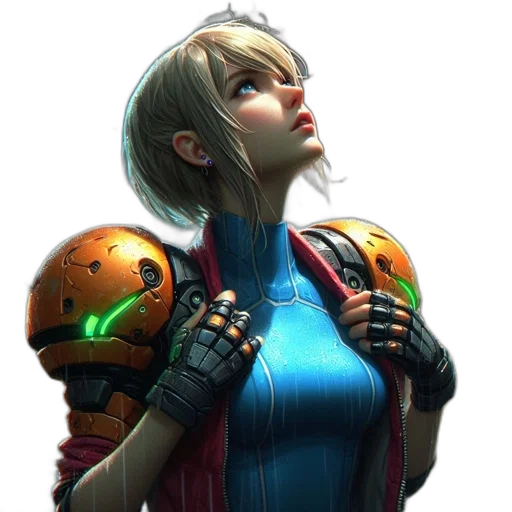 robot, face, weapon, jacket transparent PNG cut-out