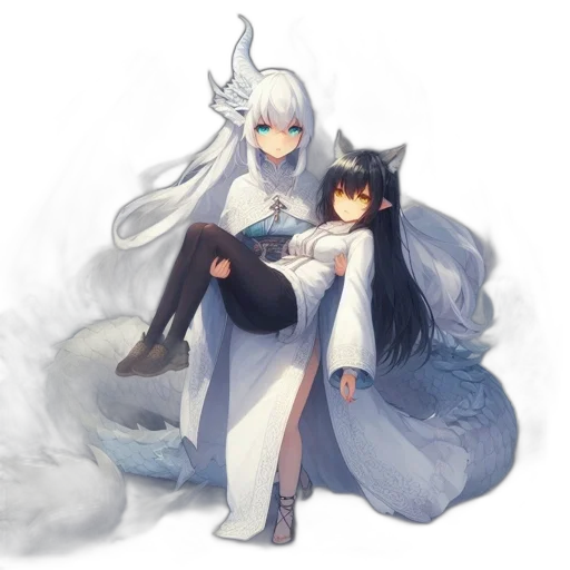 dragon, dress, staff, weapon transparent PNG cut-out
