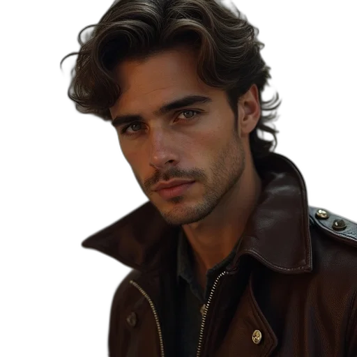 jacket, face, hair, staff transparent PNG cut-out
