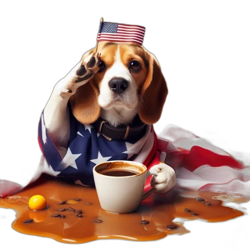 beagle, dog, wearing, american transparent PNG cut-out