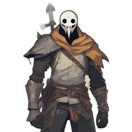 mask, staff, weapon, jacket transparent PNG cut-out