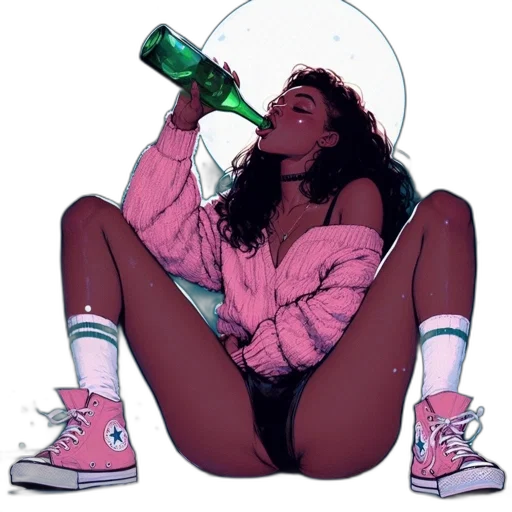 jacket, bottle, umbrella, vaporwave transparent PNG cut-out