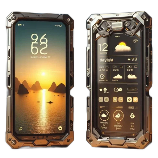 cyberpunk, concept art, 3d render, two transparent PNG cut-out